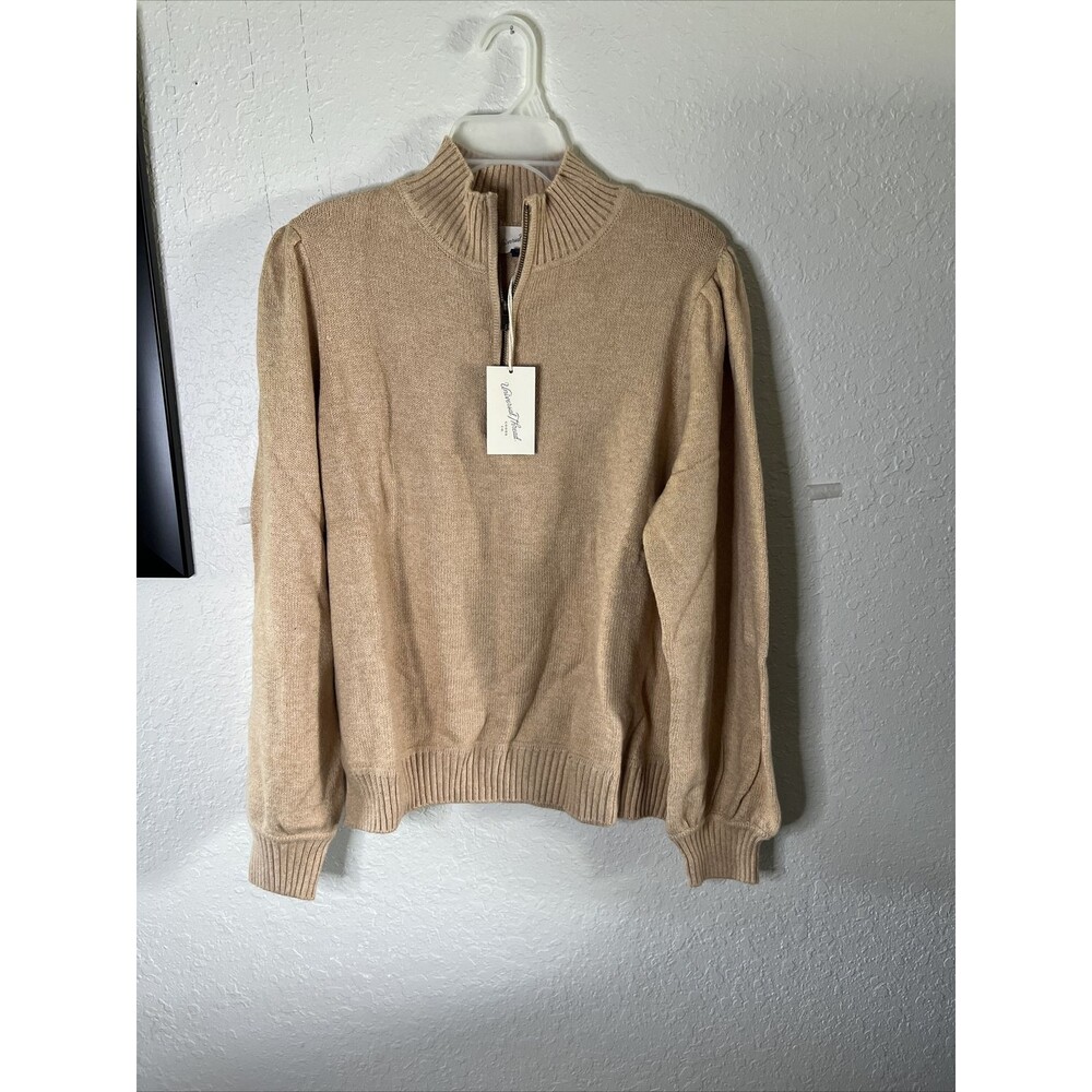 Universal Thread Light Brown women's puff sleeve quarter zip sweater size 1X